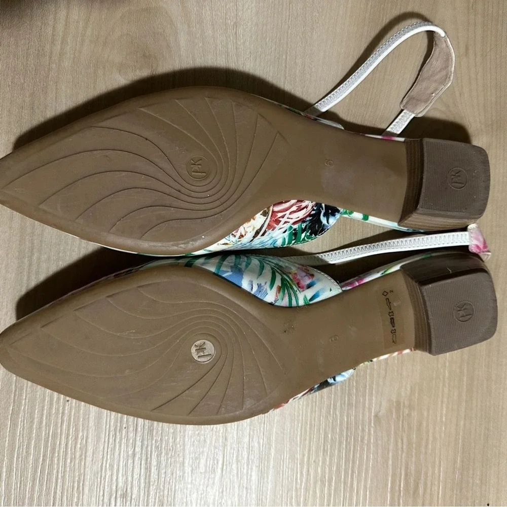 Peter Kaiser Slingback Flats Multicolor 6‎ Women Floral Pointed Toe Tropical